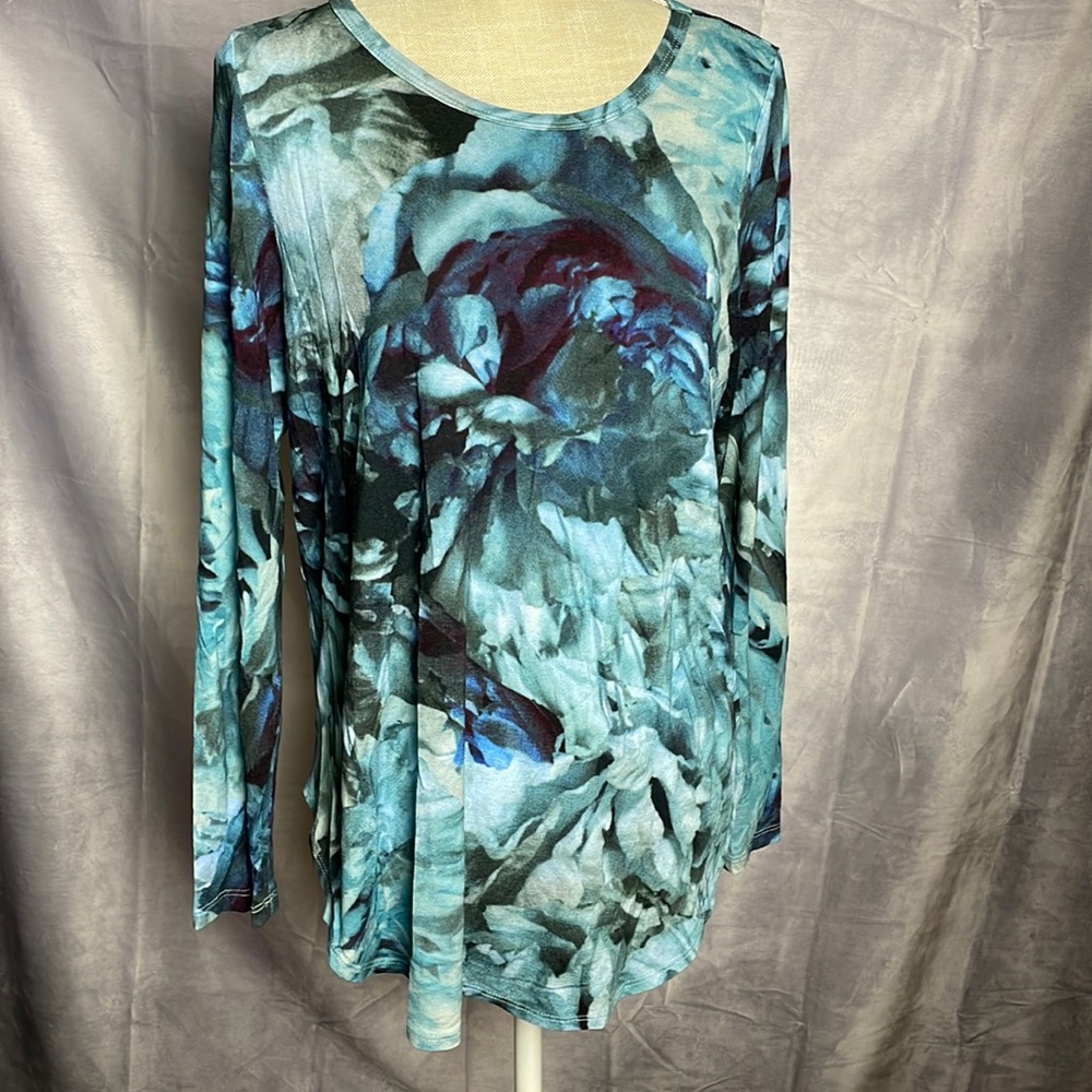 KAREN KANE FLORAL WATERCOLOR LONG SLEEVED TUNIC SIZED L